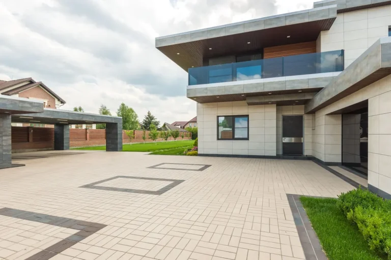 Modern home with a flush, contemporary garage door