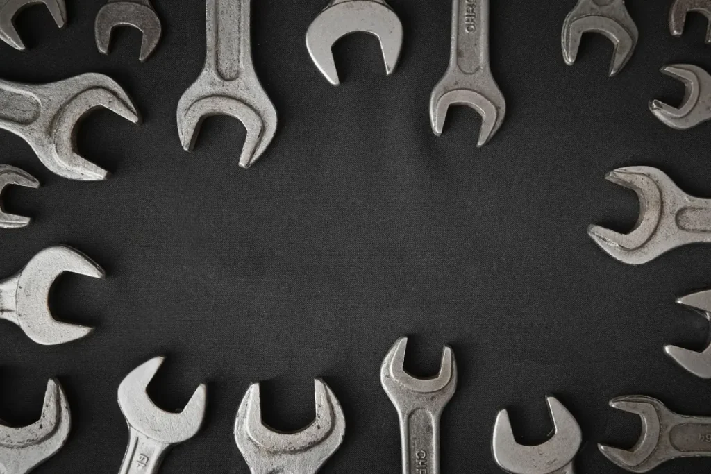 Set of wrenches used to realign garage door tracks